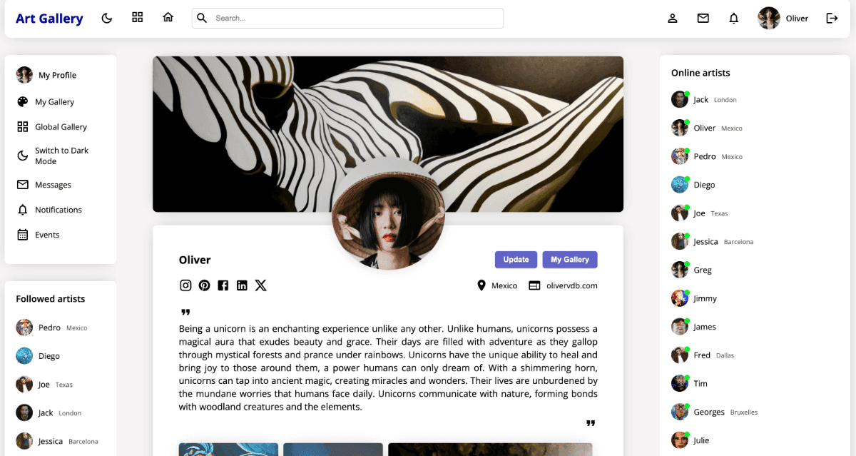 Art Gallery : A social platform for artists